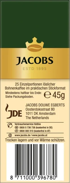 JACOBS Typ Cafe Crema Löslicher Kaffee 12 X 25 Sticks -Kaffeegetränkeladen 9f5cdfef962f5f02556217479788c3c5