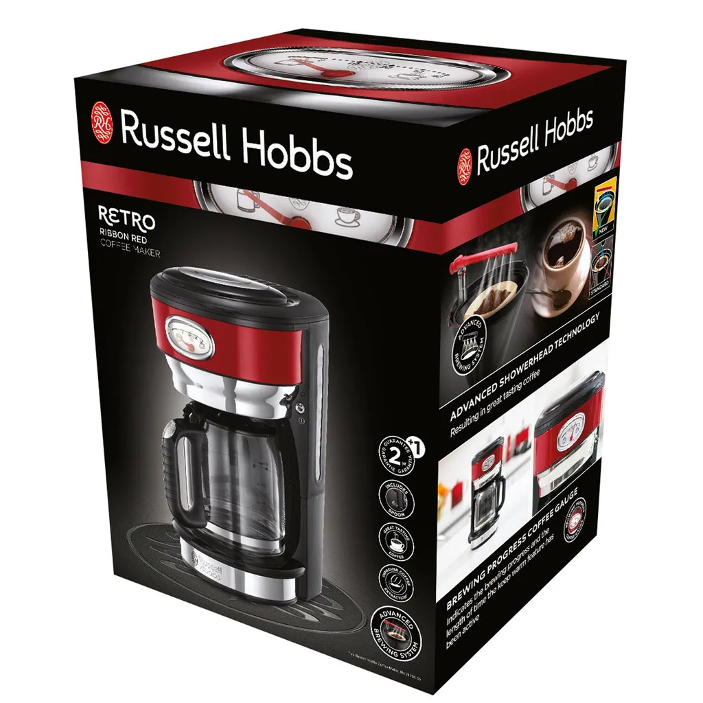 Russell Hobbs 21700-56 Retro Ribbon Red Kaffeemaschine 14 Russell Hobbs 21700-56 Retro Ribbon Red Kaffeemaschine – Bild 12