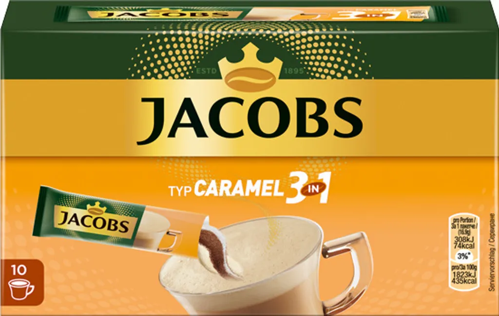 Jacobs 3in1 Typ Caramel | Löslicher Kaffee | 10 Sticks 3 Jacobs 3in1 Typ Caramel | Löslicher Kaffee | 10 Sticks