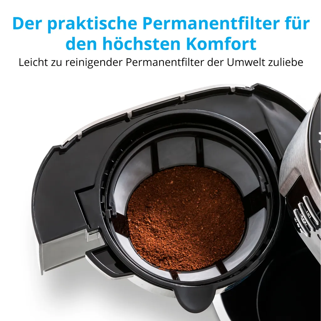 MEDION Kaffeemaschine Mit Mahlwerk Und Thermoskanne (Timer, 1 Liter, 900 Watt, Kaffeebohnenmahlwerk, 8 Mahlstufen, LED Display, Tropf Stopp, Isolierkanne, MD19777) 6 MEDION Kaffeemaschine Mit Mahlwerk Und Thermoskanne (Timer, 1 Liter, 900 Watt, Kaffeebohnenmahlwerk, 8 Mahlstufen, LED Display, Tropf Stopp, Isolierkanne, MD19777) – Bild 4