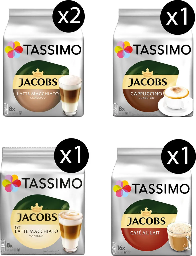 TASSIMO Kapseln Jacobs Lovers Sorten Kaffeekapseln - 48 Getränke Insgesamt 3 TASSIMO Kapseln Jacobs Lovers Sorten Kaffeekapseln - 48 Getränke Insgesamt