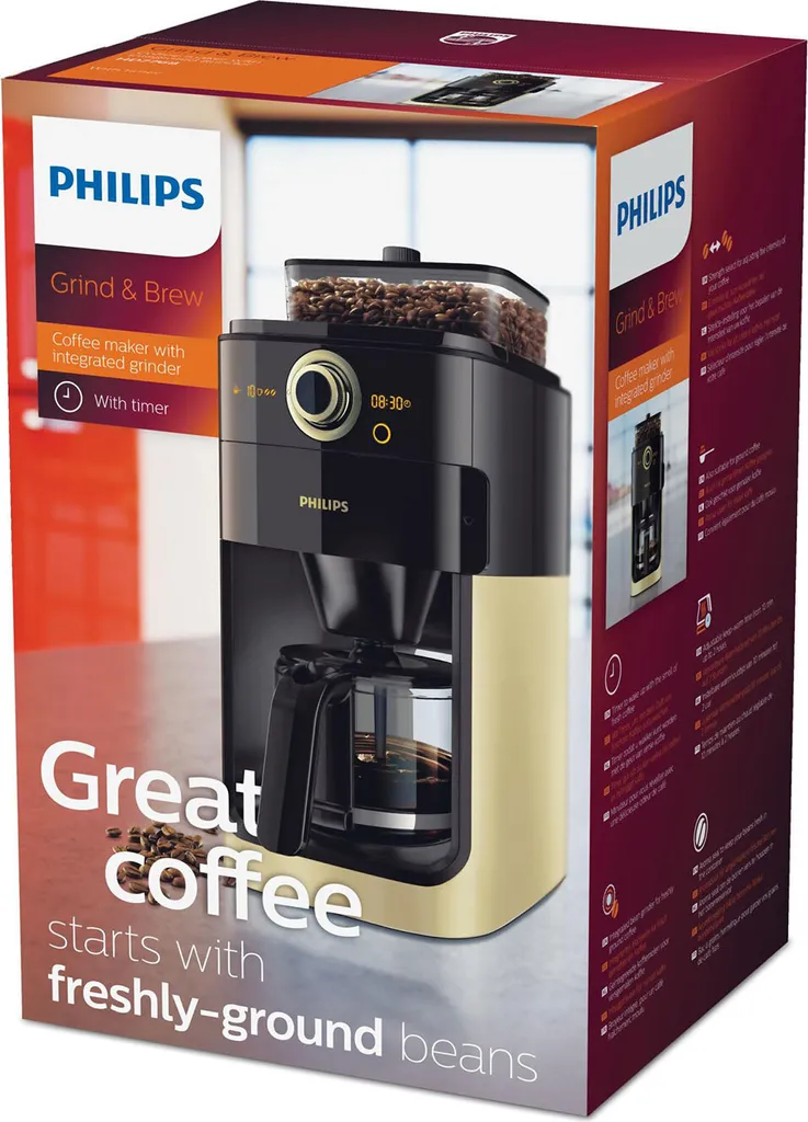Philips HD7768/90 Grind & Brew Filter Kaffeemaschine, Mahlwerk, Timer, Champagner/schwarz 7 Philips HD7768/90 Grind & Brew Filter Kaffeemaschine, Mahlwerk, Timer, Champagner/schwarz – Bild 5