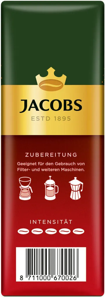 JACOBS Filterkaffee Meisterröstung 6 X 500g Pulver-Kaffee Gemahlen Röstkaffee 6 JACOBS Filterkaffee Meisterröstung 6 X 500g Pulver-Kaffee Gemahlen Röstkaffee – Bild 4