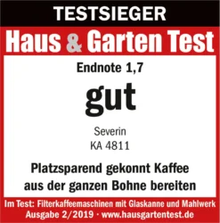 Severin KA 4811 Filterkaffeemaschine Mit Mahlwerk Für 6 Tassen Edelstahl Schwarz -Kaffeegetränkeladen af67feb886d0833e6facefa3f6e31602