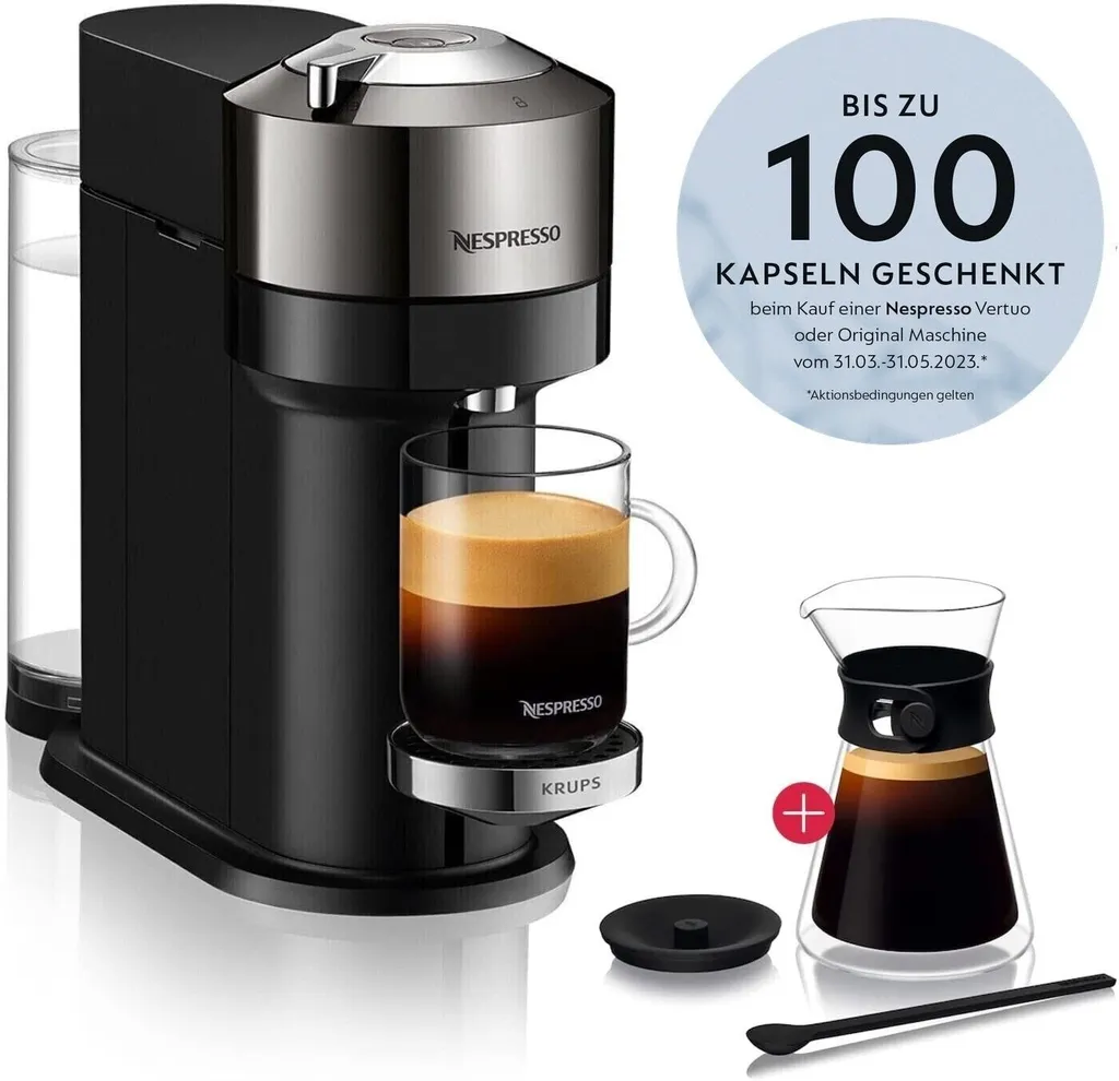 Nespresso Vertuo Kaffeekapselmaschine XN910C + VERTUO Carafe Set Pour-Over (610 Ml) 3 Nespresso Vertuo Kaffeekapselmaschine XN910C + VERTUO Carafe Set Pour-Over (610 Ml)