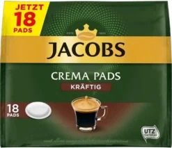 Jacobs Crema Pads Kräftig | 18 Senseo Kompatible Kaffeepads, 118 G
