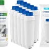 Espressomaschinen-Set: 10x Wessper AquaLunga Wasserfilterpatrone Für DeLonghi Espressomaschinen (SER3017 DLS C002) + Wessper CleanMax 500ml Entkalker