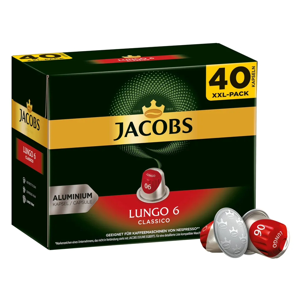 JACOBS Kapseln Lungo Classico 5 X 40 Nespresso®* Kompatible Kaffeekapseln 5 JACOBS Kapseln Lungo Classico 5 X 40 Nespresso®* Kompatible Kaffeekapseln – Bild 3