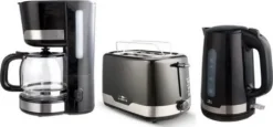 LENTZ Frühstücksset Wasserkocher Kaffeemaschine Toaster Schwarz