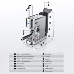 BlitzHome Espresso Maschine Kaffeemaschine Cappuccinomaschine Milchaufschäumer Espressomaschinen -Kaffeegetränkeladen bc9c61bde93f18470319f3eaba29e7ca