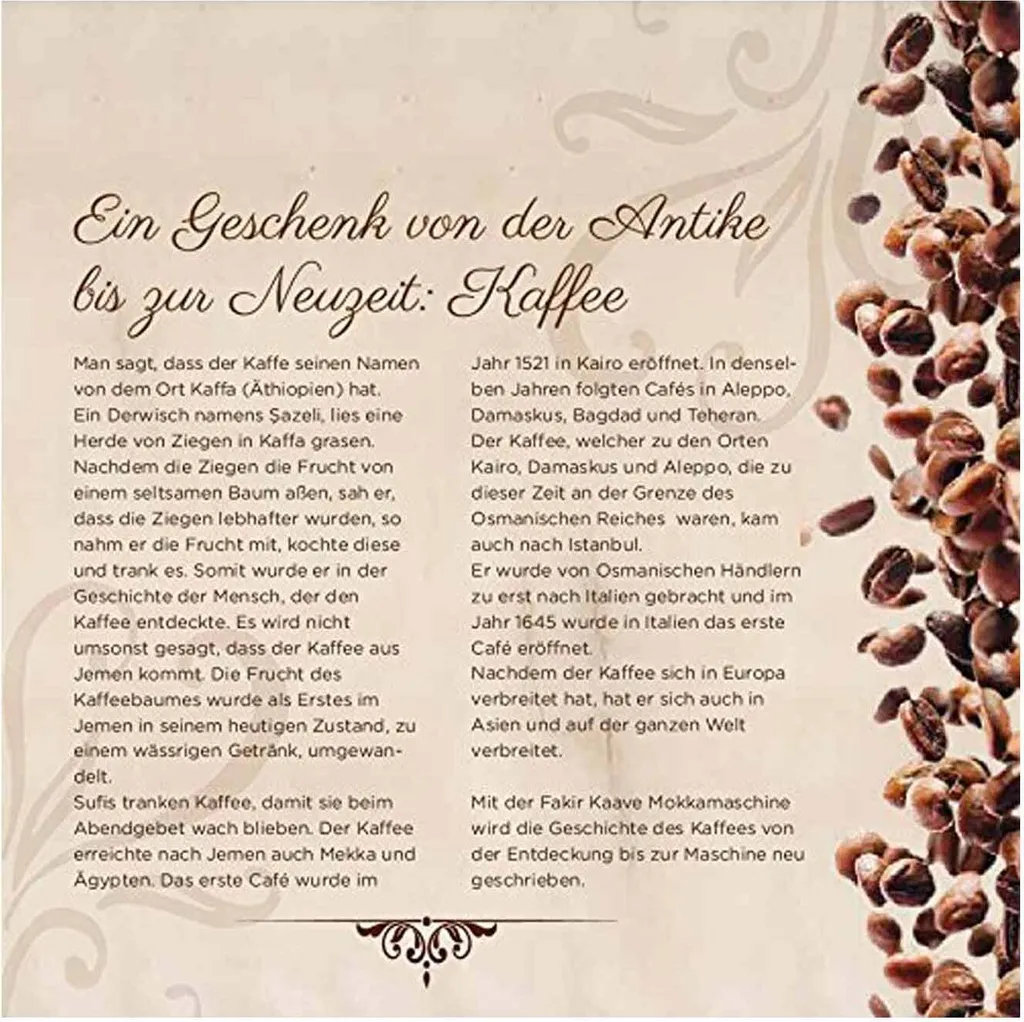 Fakir Kaave Mokkamaschine Easy One Touch Steuerung, 735 W, Silber 10 Fakir Kaave Mokkamaschine Easy One Touch Steuerung, 735 W, Silber – Bild 8