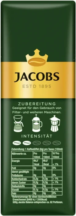 JACOBS Krönung Balance Filterkaffee 12 X 500 G Gemahlener Röstkaffee 12 JACOBS Krönung Balance Filterkaffee 12 X 500 G Gemahlener Röstkaffee -Kaffeegetränkeladen beaf445dc74f860a57477def028e588d