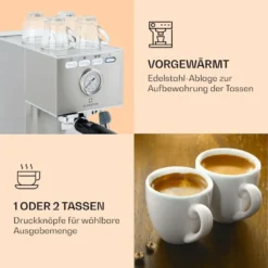 Klarstein Pausa Espressomaker, Siebträgermaschine Mit 1350 Watt, Espressomaschine 20 Bar Druck, Siebträger Kaffeemaschine Mit Wassertank: 1,4 Liter Edelstahl ,silber 13 Klarstein Pausa Espressomaker, Siebträgermaschine Mit 1350 Watt, Espressomaschine 20 Bar Druck, Siebträger Kaffeemaschine Mit Wassertank: 1,4 Liter Edelstahl ,silber -Kaffeegetränkeladen c1b76e2b5dd65ce5be5bc24b831d2db3