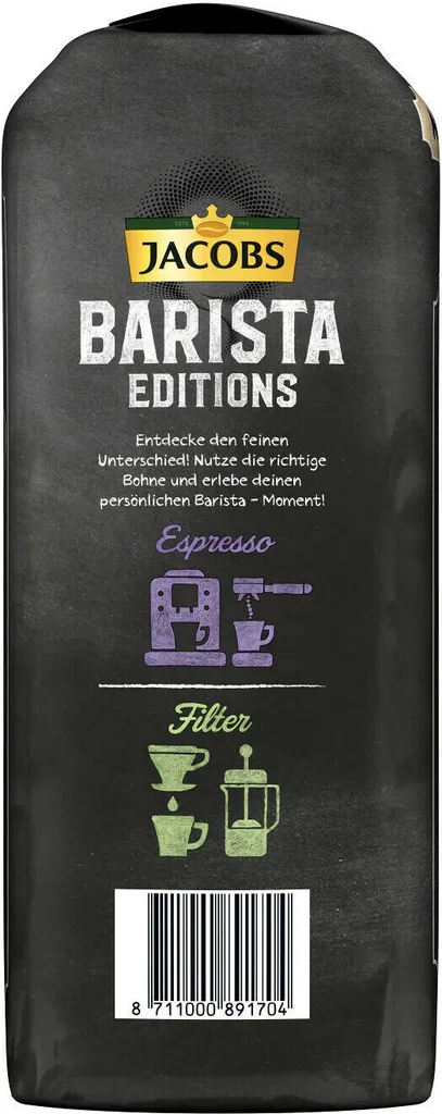 JACOBS Kaffeebohnen Barista Editions Crema 2 X 1 Kg Ganze Bohne + 1 Aluminium Dose Im Barista Design 8 JACOBS Kaffeebohnen Barista Editions Crema 2 X 1 Kg Ganze Bohne + 1 Aluminium Dose Im Barista Design – Bild 6