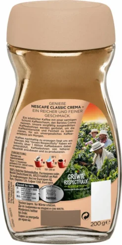 Nescafé® Nescafé Classic Crema | Löslicher Kaffee | 200g -Kaffeegetränkeladen c5694985e038f056ac50b707f9427a33