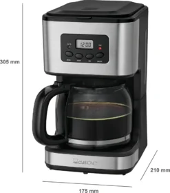 Clatronic KA 3642 Kaffeefiltermaschine Für 12-14 Tassen 1,5 L, Programmierbare 24-Stunden LCD-Digital-Zeitschaltuhr, Edelstahlfront -Kaffeegetränkeladen ca7b8a915fba577f63e51e62b8e99d8a
