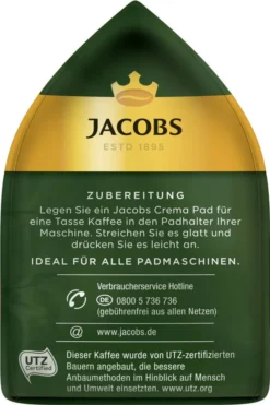 JACOBS Pads Crema Kräftig 270 Getränke - 15x18 Kaffeepads Senseo Kompatibel 15 JACOBS Pads Crema Kräftig 270 Getränke - 15x18 Kaffeepads Senseo Kompatibel -Kaffeegetränkeladen cb8ffe5766cafe8ff6e154736d53b501