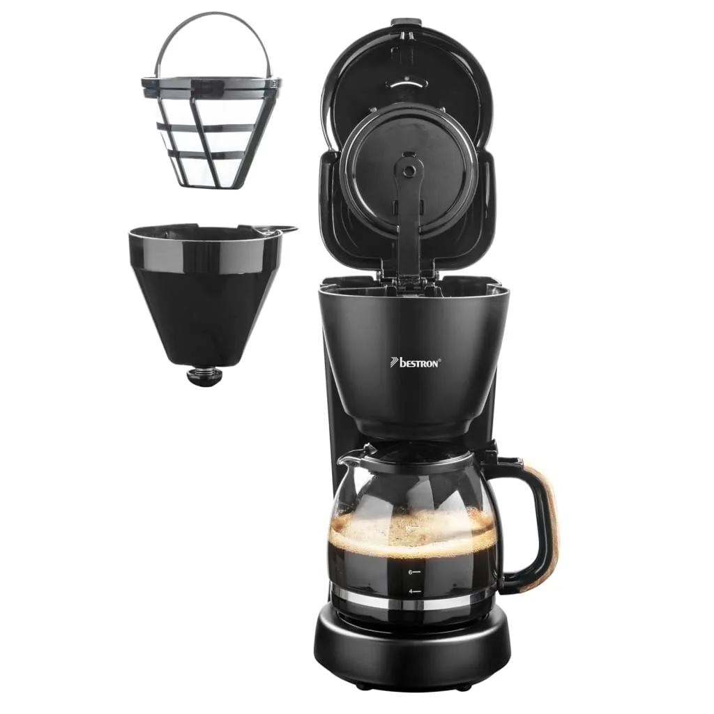 Bestron Filter-Kaffeemaschine Für 10 Tassen Kaffee, Inkl. 1,5 Liter Glaskanne, Permanentfilter & Warmhalteplatte, 1.000 Watt, Black & Wood-Design, Farbe: Schwarz / Holz 10 Bestron Filter-Kaffeemaschine Für 10 Tassen Kaffee, Inkl. 1,5 Liter Glaskanne, Permanentfilter & Warmhalteplatte, 1.000 Watt, Black & Wood-Design, Farbe: Schwarz / Holz – Bild 8