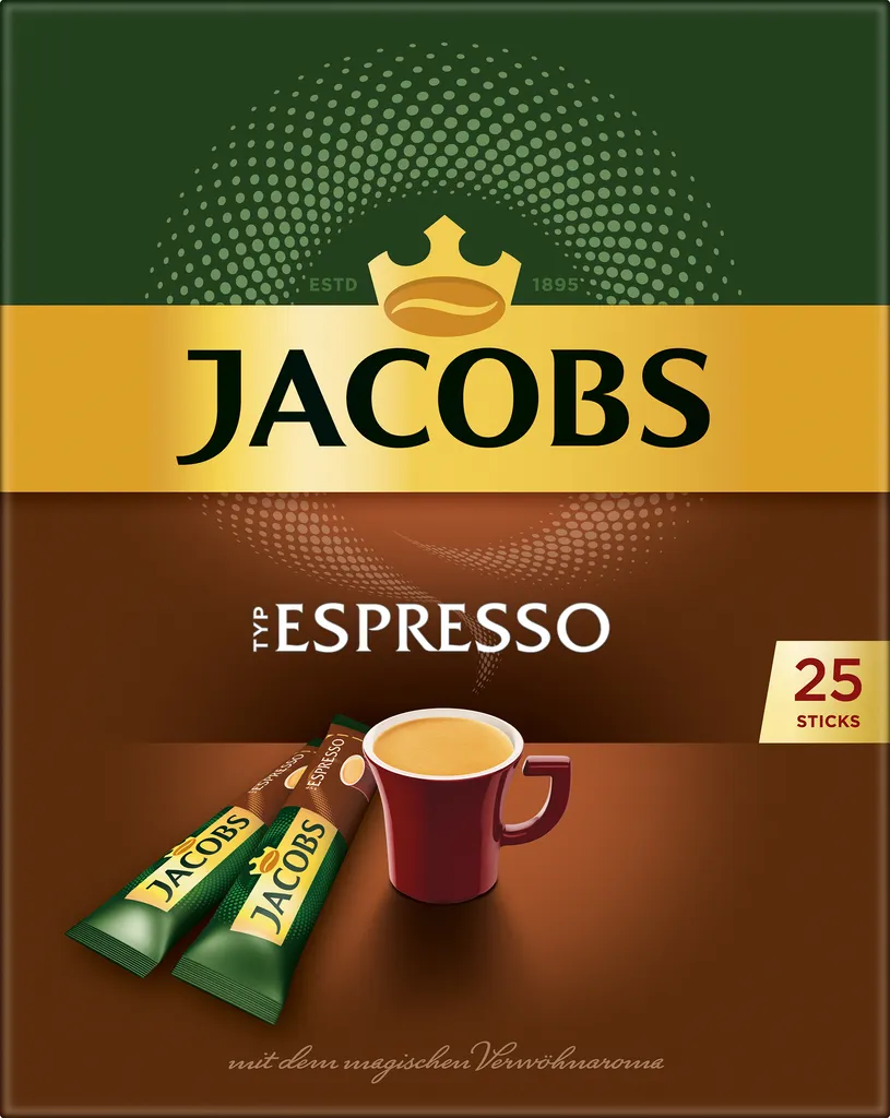 Jacobs Typ Espresso Sticks | Löslicher Kaffee | 25 Portionen 3 Jacobs Typ Espresso Sticks | Löslicher Kaffee | 25 Portionen