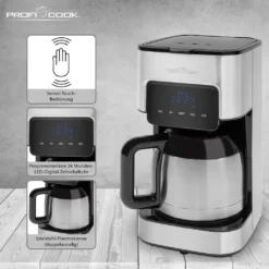 ProfiCook Kaffeeautomat PC-KA 1191 Für 8-10 Tassen, Elektronische Aromawahlfunktion, Sensor Touch-Bedienung, Edelstahl-Thermokanne (doppelwandig) 7 ProfiCook Kaffeeautomat PC-KA 1191 Für 8-10 Tassen, Elektronische Aromawahlfunktion, Sensor Touch-Bedienung, Edelstahl-Thermokanne (doppelwandig) -Kaffeegetränkeladen d4eb22c16286ba28f3f2d9e6bbbe2a24