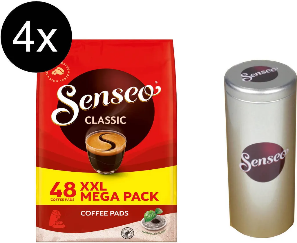 SENSEO Pads Classic Senseopads 4x48 Getränke Kaffeepads XXL Pack + 1 Senseo Dose 3 SENSEO Pads Classic Senseopads 4x48 Getränke Kaffeepads XXL Pack + 1 Senseo Dose