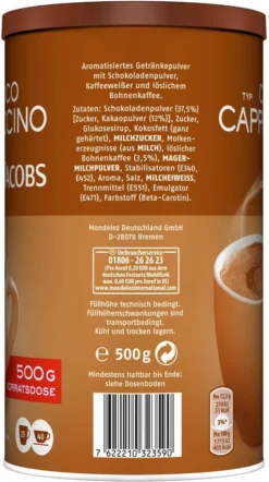 JACOBS Typ Choco Cappuccino 6 X 500 G Cappuccinopulver Löslich 6 Dosen