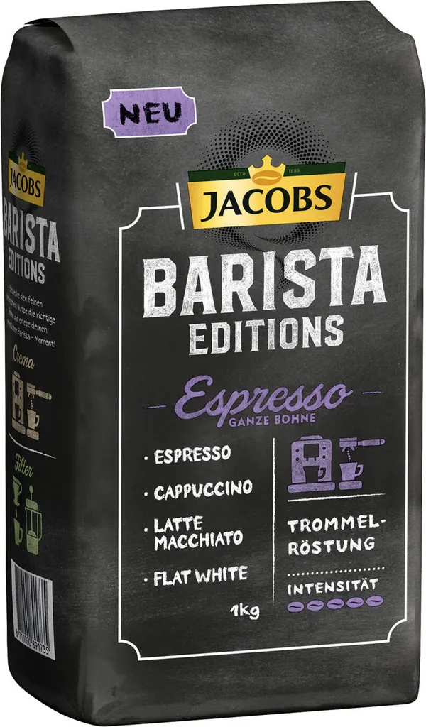Jacobs Barista Editions Espresso, Bohnenkaffee, Ganze Bohnen, Röstkaffee, Kaffeebohnen, 4 X 1000 G 5 Jacobs Barista Editions Espresso, Bohnenkaffee, Ganze Bohnen, Röstkaffee, Kaffeebohnen, 4 X 1000 G – Bild 3