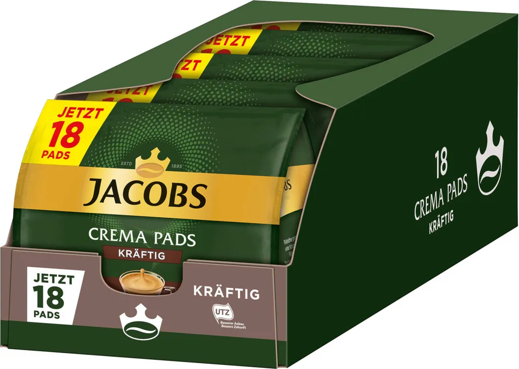 JACOBS Pads Crema Kräftig 5 X 18 Getränke - 90 Kaffeepads Senseo Kompatibel 3 JACOBS Pads Crema Kräftig 5 X 18 Getränke - 90 Kaffeepads Senseo Kompatibel