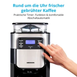 MEDION Kaffeemaschine Mit Mahlwerk Und Thermoskanne (Timer, 1 Liter, 900 Watt, Kaffeebohnenmahlwerk, 8 Mahlstufen, LED Display, Tropf Stopp, Isolierkanne, MD19777) 15 MEDION Kaffeemaschine Mit Mahlwerk Und Thermoskanne (Timer, 1 Liter, 900 Watt, Kaffeebohnenmahlwerk, 8 Mahlstufen, LED Display, Tropf Stopp, Isolierkanne, MD19777) -Kaffeegetränkeladen db02b0285c7f968d3abfb1a5a853f444