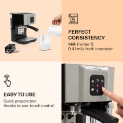 BellaVita Kaffeemaschine 3-in-1 1450 W 20 Bar Milchschäumer 9 BellaVita Kaffeemaschine 3-in-1 1450 W 20 Bar Milchschäumer -Kaffeegetränkeladen dd3506771ce0430bcf3fd19e2852d115