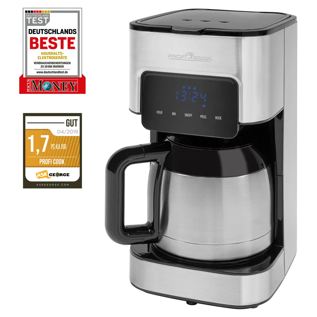 ProfiCook Kaffeeautomat PC-KA 1191 Für 8-10 Tassen, Elektronische Aromawahlfunktion, Sensor Touch-Bedienung, Edelstahl-Thermokanne (doppelwandig) 3 ProfiCook Kaffeeautomat PC-KA 1191 Für 8-10 Tassen, Elektronische Aromawahlfunktion, Sensor Touch-Bedienung, Edelstahl-Thermokanne (doppelwandig)