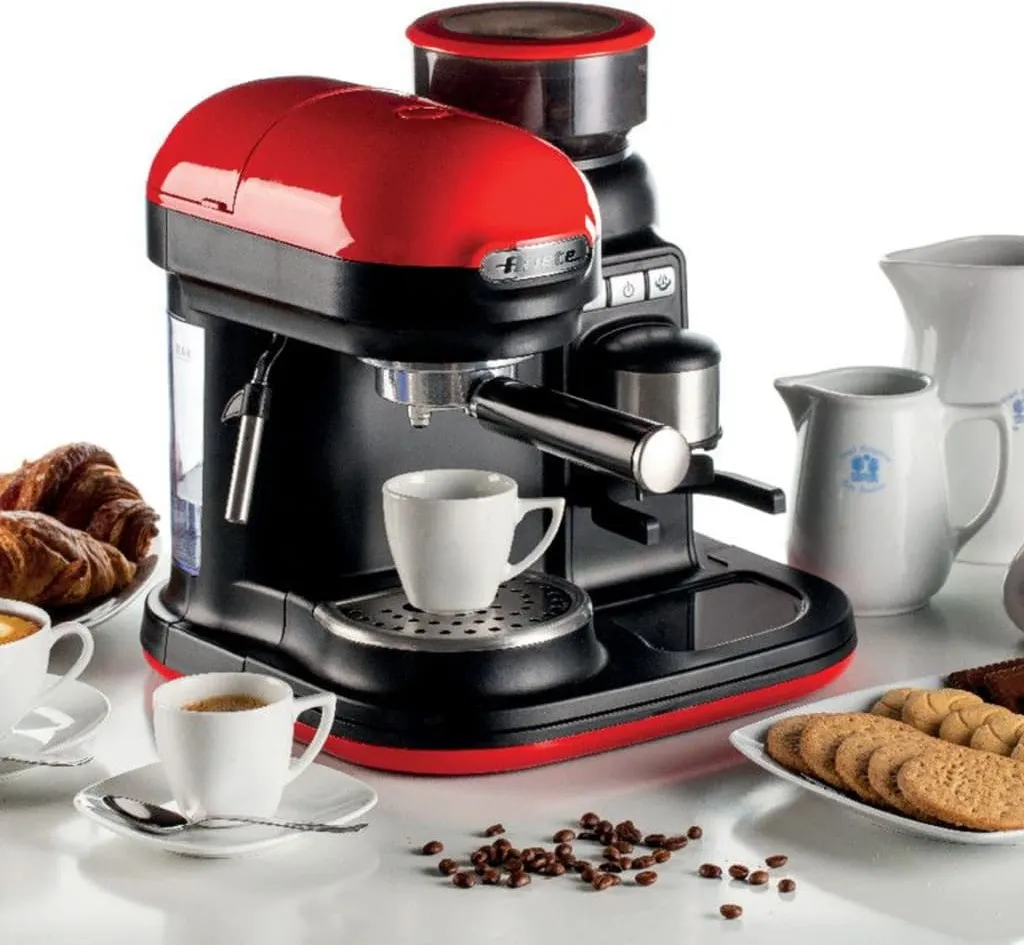 Ariete Siebträger-Espressomaschine Moderna Mit Kaffeemühle Und Aufschäumdüse, Rot/schwarz 10 Ariete Siebträger-Espressomaschine Moderna Mit Kaffeemühle Und Aufschäumdüse, Rot/schwarz – Bild 8