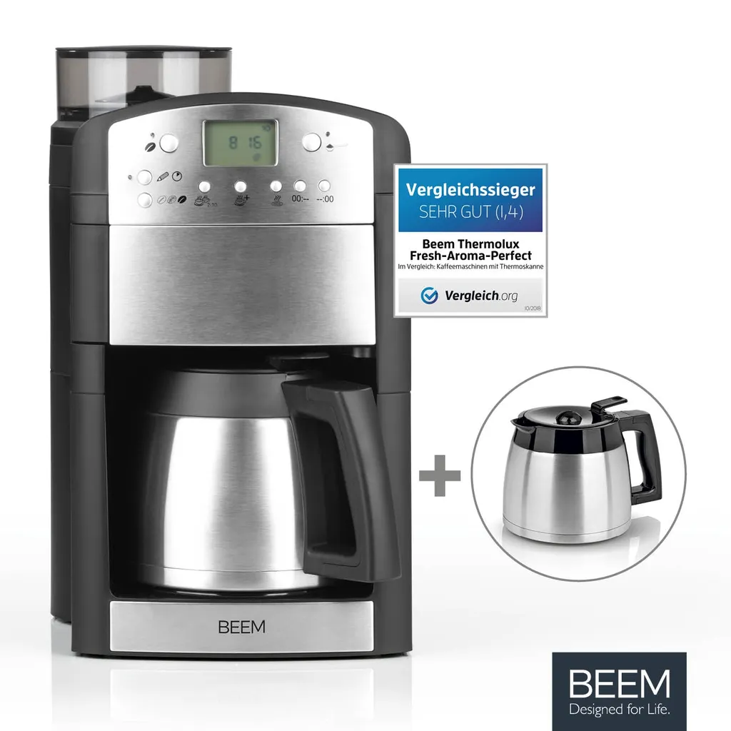 BEEM FRESH-AROMA-PERFECT Filterkaffeemaschine Mit Mahlwerk - Thermo | 2 Isolierkannen Kaffeemaschine Mahlwerk Timer 2x Thermoskanne Filterkaffeemaschine Kaffeeautomat 3 BEEM FRESH-AROMA-PERFECT Filterkaffeemaschine Mit Mahlwerk - Thermo | 2 Isolierkannen Kaffeemaschine Mahlwerk Timer 2x Thermoskanne Filterkaffeemaschine Kaffeeautomat