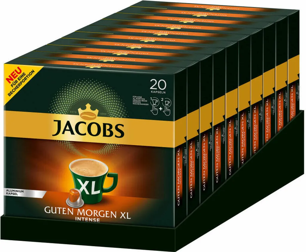 JACOBS Kapseln Guten Morgen XL Intense 200 Nespresso®* Kompatible Kaffeekapseln 10 JACOBS Kapseln Guten Morgen XL Intense 200 Nespresso®* Kompatible Kaffeekapseln – Bild 8