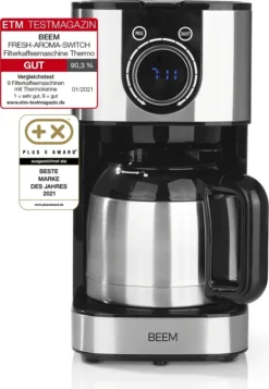BEEM FRESH-AROMA-SWITCH Filterkaffeemaschine - Thermo Edelstahl 1 L Thermoskanne Bedienrad 24h-Timer 800 W Für 4-8 Tassen Kaffeemaschine Timer -Kaffeegetränkeladen e8f5ed38f21a1145dd5ffb5db57759d6