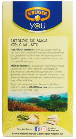Krüger You Chai Latte Typ Ingwer-Zitronengras Fresh India Extra Cremig | 10 Portionen 12 Krüger You Chai Latte Typ Ingwer-Zitronengras Fresh India Extra Cremig | 10 Portionen -Kaffeegetränkeladen f257984e6930ff0d1a7aab87a578857f