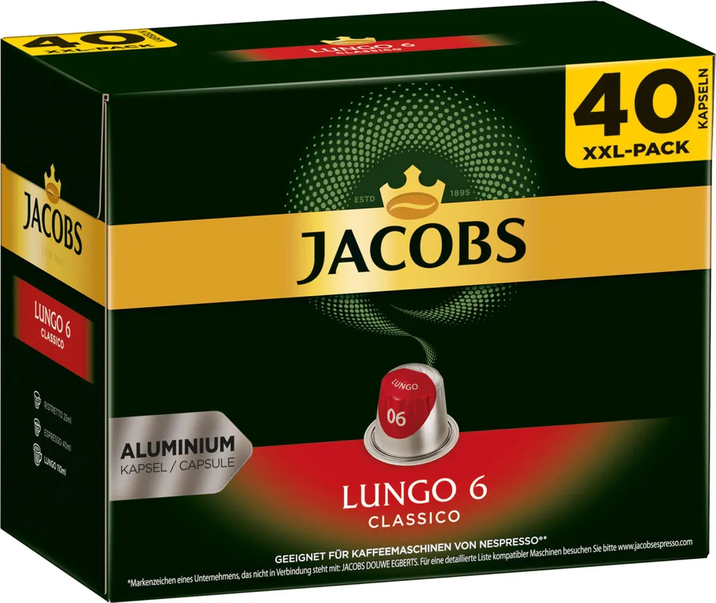 JACOBS Kapseln Lungo Classico 5 X 40 Nespresso®* Kompatible Kaffeekapseln 12 JACOBS Kapseln Lungo Classico 5 X 40 Nespresso®* Kompatible Kaffeekapseln – Bild 10