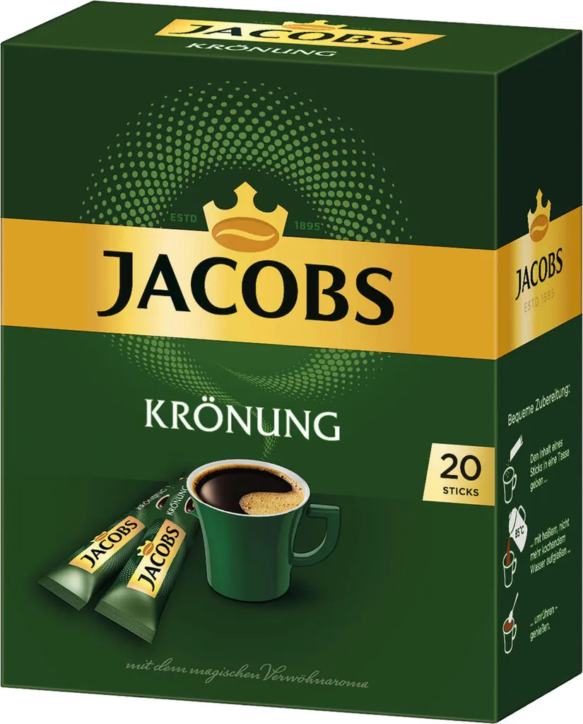 JACOBS Krönung Löslicher Kaffee 8 X 20 Getränke Sticks Instantkaffee 5 JACOBS Krönung Löslicher Kaffee 8 X 20 Getränke Sticks Instantkaffee – Bild 3