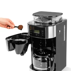 Barista Kaffeemaschine Mahlwerk 900W Edelstahl/Schwarz 12 Tassen Permanentfilter -Kaffeegetränkeladen fdac6bb4bf8c74d7ac38689a51da4986