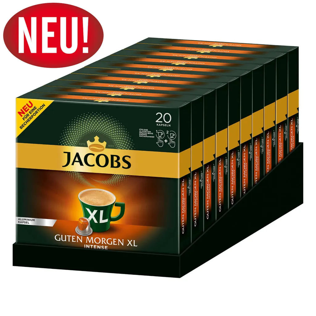 JACOBS Kapseln Guten Morgen XL Intense 200 Nespresso®* Kompatible Kaffeekapseln 3 JACOBS Kapseln Guten Morgen XL Intense 200 Nespresso®* Kompatible Kaffeekapseln